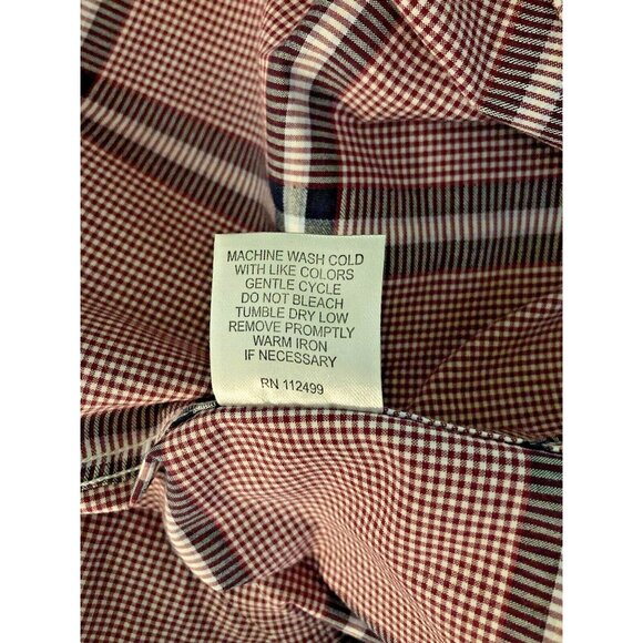 TailorByrd Collection Shirt Mens L Button Gingham Red Plaid Contrast Flip Cuff - Picture 8 of 8